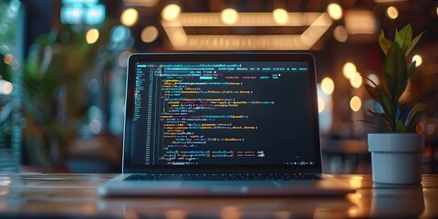 Futuristic Coding Interface on Computer Screen Showcasing Innovative Digital Language