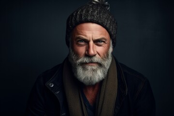 Portrait of an old bearded man in a hat and jacket. - obrazy, fototapety, plakaty