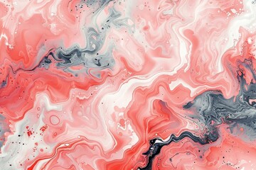 Abstract marbling oil acrylic paint background illustration art wallpaper - Pink coral white color with liquid fluid marbled paper texture banner painting texture