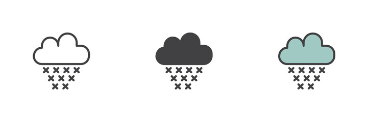 Cloud with snow different style icon set