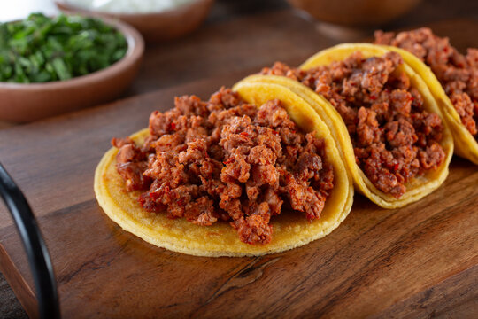 A view of some chorizo tacos.