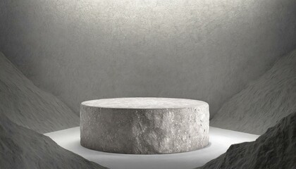 Modern Simplicity: 3D Render Mockup of Stone Podium on White