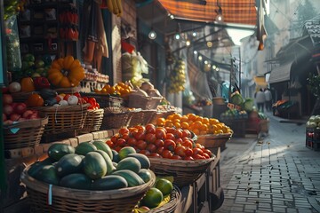 Local Markets: A Rich Tapestry of Fresh Produce, Handmade Textiles, and Artisanal Crafts Reflecting the Unique Identity of Each Destination - obrazy, fototapety, plakaty