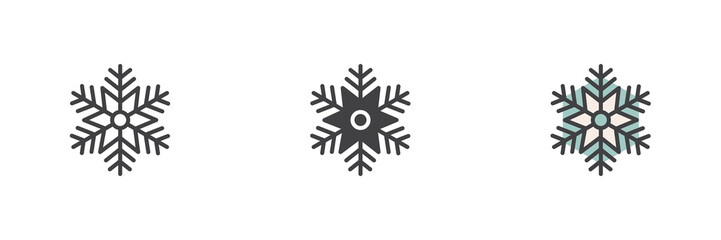 Fototapeta na wymiar Snowflake different style icon set.