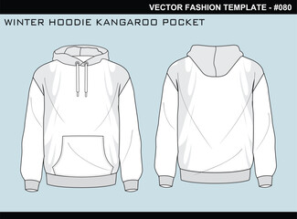 TECH PACK WINTER HOODIE KANGAROO POCKET FASHION EASY EDITABLE TECHNICAL FLAT SKETCH ILLUSTRATION DESIGN.eps