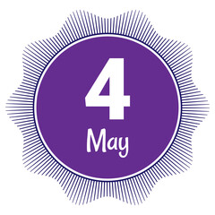 4 May, Date template. Useful design for calendar or event promotion. Vector illustration EPS 10 File. Isolated on white background. 