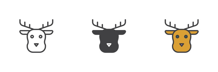 Deer animal different style icon set