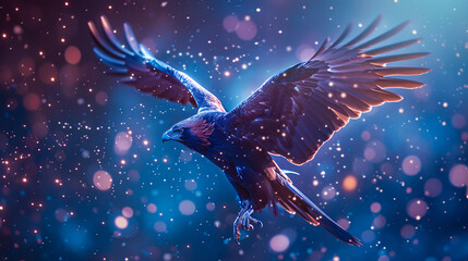 Mystical Raven in Dark Forest, Symbolic Bird with Moody Atmosphere - obrazy, fototapety, plakaty