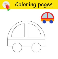 Coloring book. Illustration for children education. Cartoon car.