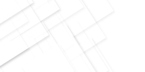 Modern Abstract white background design with layers of textured white transparent material in triangle and squares shapes. White color technology concept geometric line vector background.