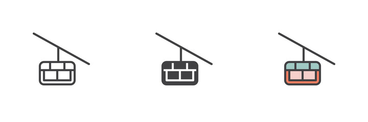 Cable car different style icon set