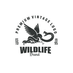 Fototapeta na wymiar bird and snake silhouette vintage logo vector graphic template