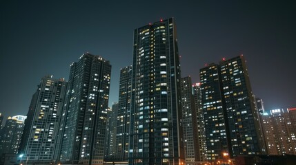 Fototapeta na wymiar background of modern office building at night