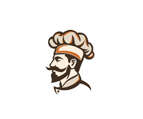 bearded chef logo design template