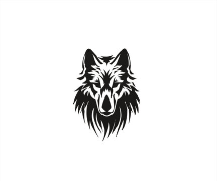 wolf head logo design template