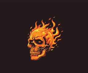 skull head with fire logo design mascot