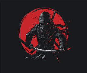 assasin samurai logo mascot illustration