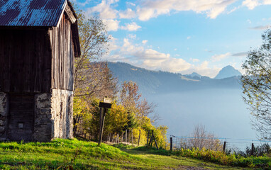 old barn in the french Alps mountains