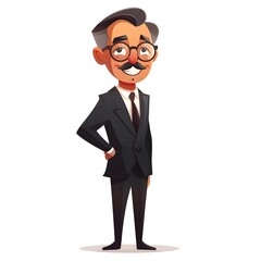 Obraz premium Cheerful Indian Businessman in Black Suit Exudes Confidence with Hands on Hips in