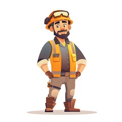 Cheerful Maintenance Technician in Flat Design Cartoon Portrait for Industrial Applications