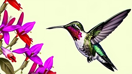 Obraz premium hummingbird and flowers
