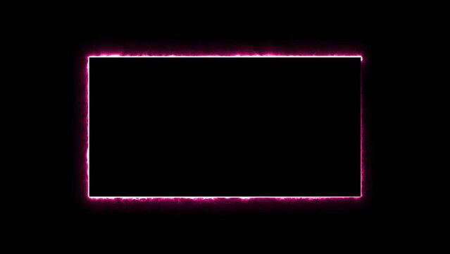 Abstract glowing neon rectangle frame and seamless loop animation 4k video.