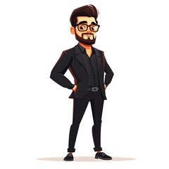 Confident Male Fashion Designer in Black Suit, also an Expert in Cybersecurity
