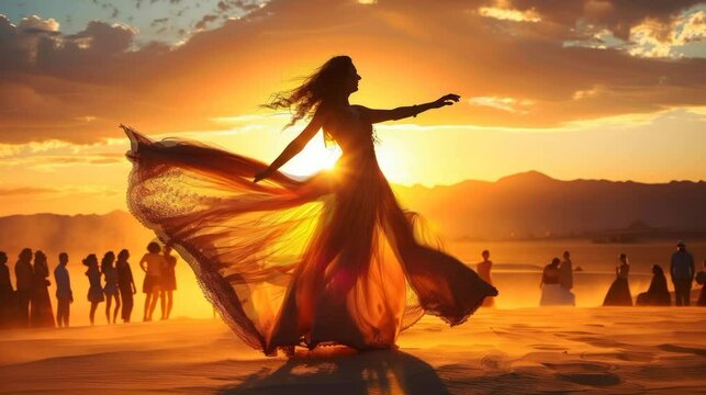 The Desert's Dance with a Woman's Beauty seamless looping time-lapse virtual 4k video animation background.