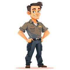 Cheerful Medical Technician in Cartoon Style Uniform, Exhibiting Friendly Professional Demeanor