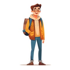 Cheerful Freelance Writer: Happy Student Character in