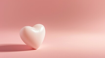 Fototapeta premium Pink heart on pink background with copy space