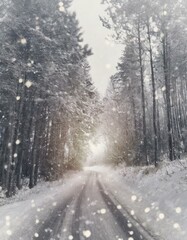Obraz premium 雪の積もった道