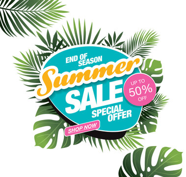 Summer sale banner design vector illustration