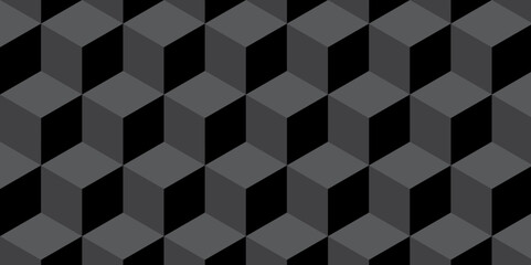 Modern dark Black and gray grid wallpaper backdrop from cube diagonal pattern texture background. Geometric seamless pattern cube. Cubes mosaic shape vector design.