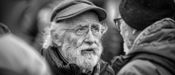 Diverse Community of Elderly Couples and Friends Bonding in Urban Neighborhood