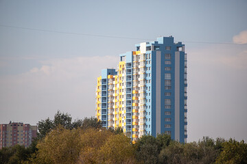 High-rise building against the background of windows, architecture of new buildings. - 764516707