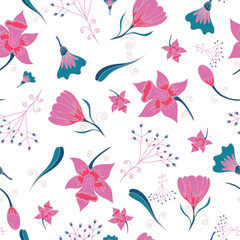 Fototapeta na wymiar Vector seamless pattern floral pattern. Tropical botanical trendy pattern