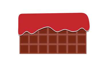 Chocolate bar in the open wrapper vector icon. Chocolate sweets illustration for ad design confectionery shop 5 6 9
