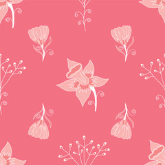 Vector seamless pattern floral pattern. Tropical botanical trendy pattern