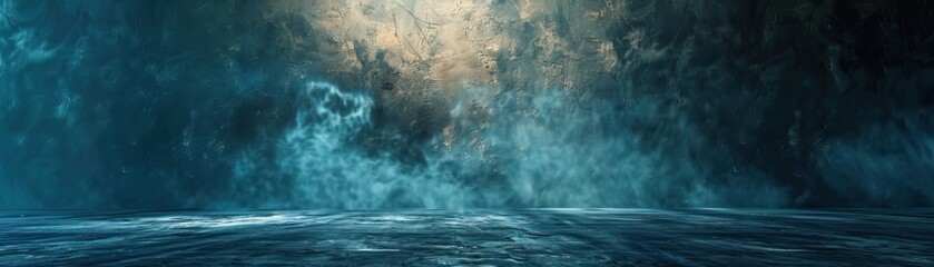 Underwater cave with sunlight reflections. Surreal underwater landscape for backgrounds, marine concepts, and mystery themes