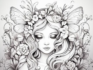 Enchanting fairy outline for creative coloring - ideal for children’s artistic activities and fantasy themes