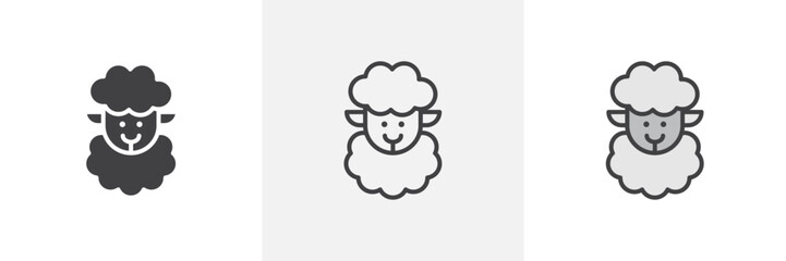 Agricultural Sheep and Livestock Icons. Farming and Rural Animal Symbols
