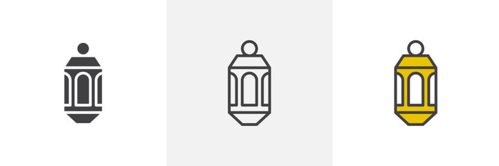 Lanterns of Ramadan Celebration Icons. Arabic Heritage and Illumination Symbols