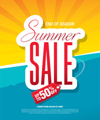 Summer sale banner design vector illustration