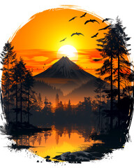 Cartoon image of an erupting volcano. Can be used for clothing design, shoppers