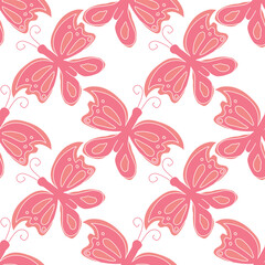 Seamless butterfly pattern. ornament with butterflies. drawn spring illustration