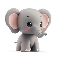 Fototapeta premium Cute and Funny 3D Elephant Character in Anime-Inspired Design
