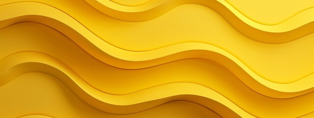 Yellow background with dimensional wave elements in different shades, representing the flow and movement associated with business growth or construction project progress