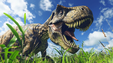Dinosaurs lived in green grasslands and blue skies during the Triassic period