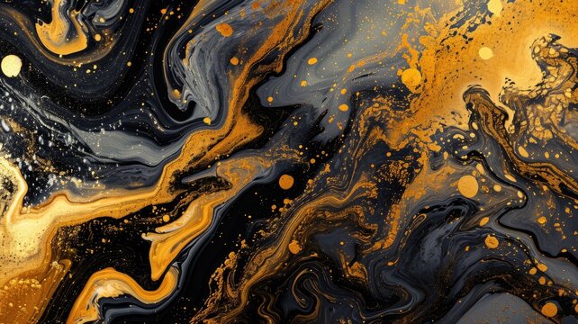 The abstract picture of the two colours between gold and black colour that has been mixing with each other in the form of the ink or liquid to become beautifully view of this abstract picture. AIGX01.